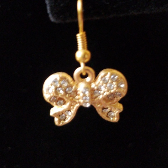 💕HANDCRAFTED 💕Gold Bow Earrings - Picture 2 of 2